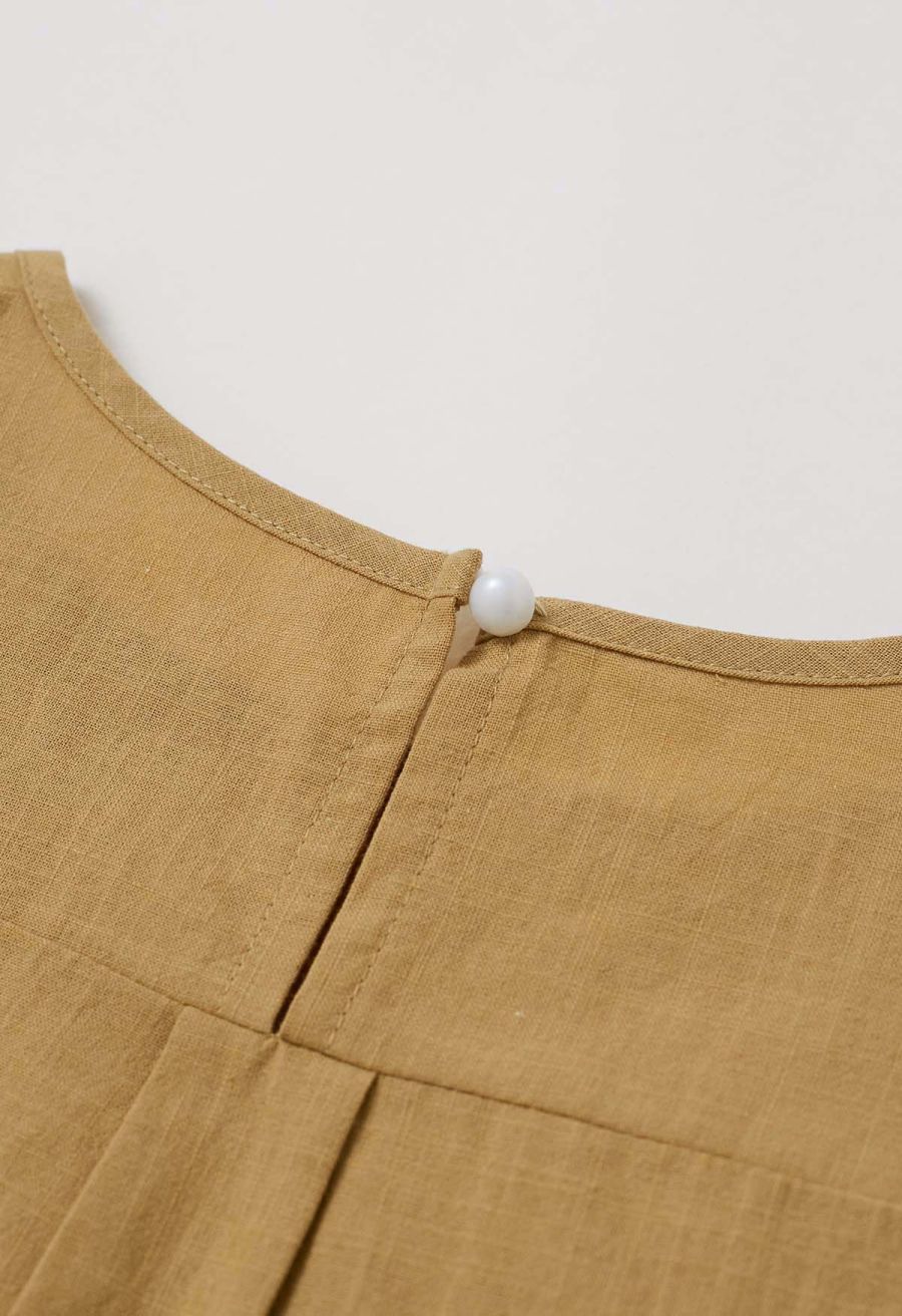 Lace Ruffle Sleeve Cotton Dolly Top in Tan