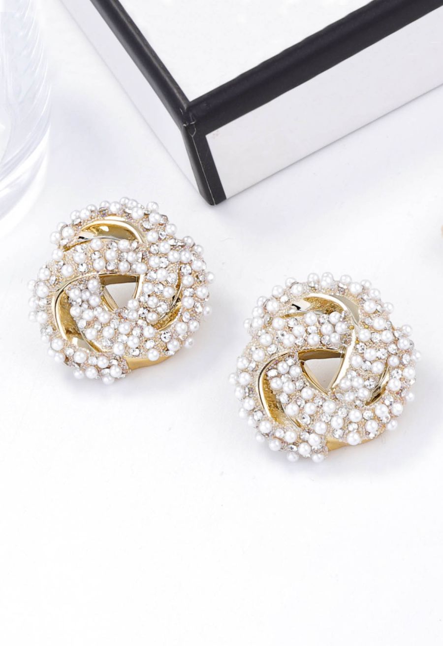 Geometric Twisted Faux Pearl Earrings