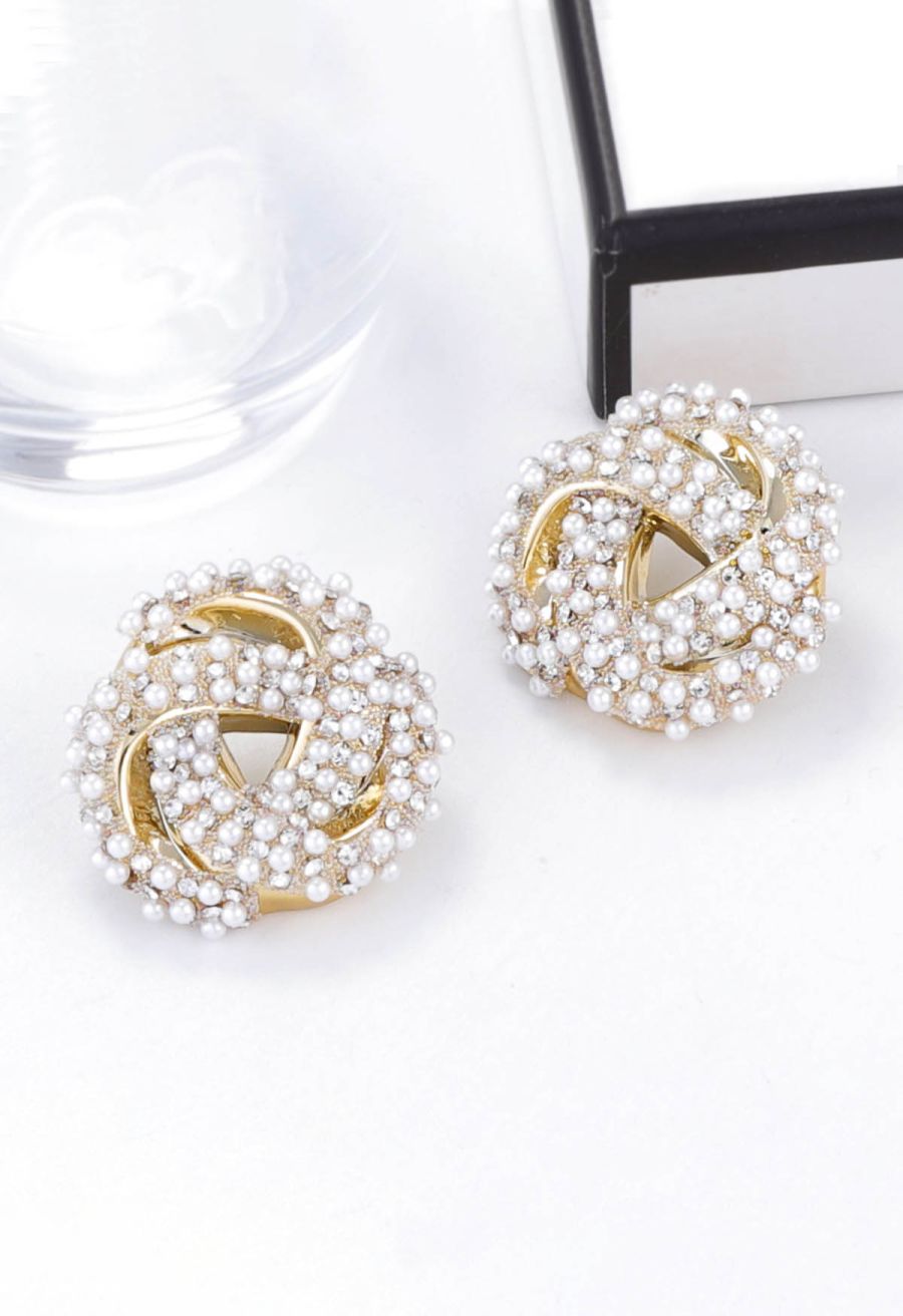 Geometric Twisted Faux Pearl Earrings