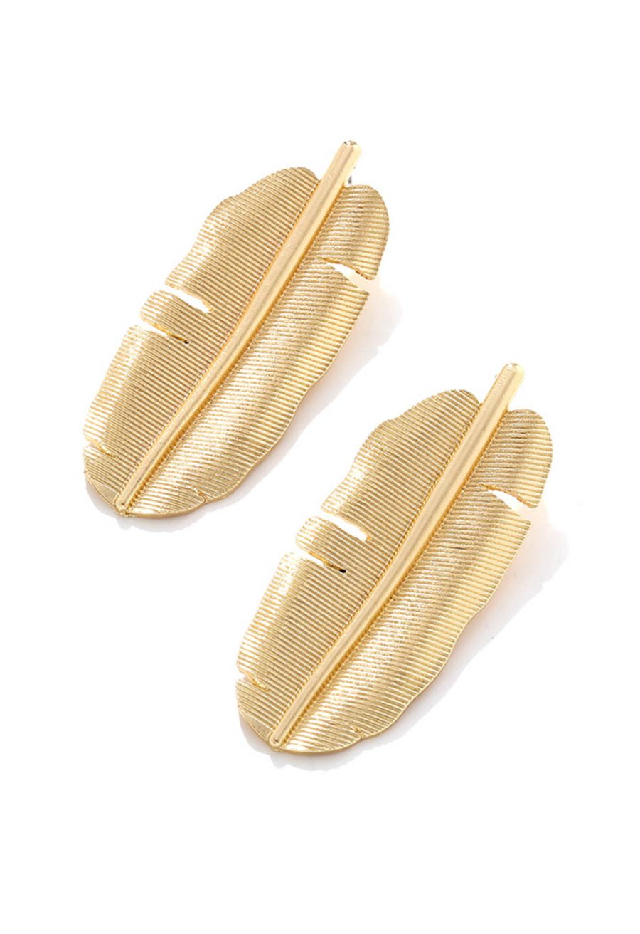 Golden Tropical Leaf Earrings