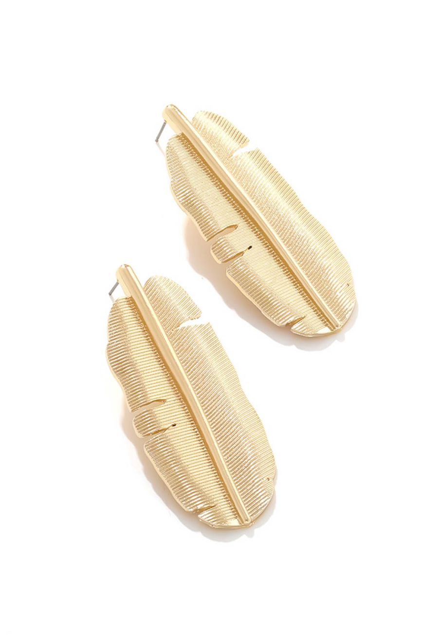Golden Tropical Leaf Earrings