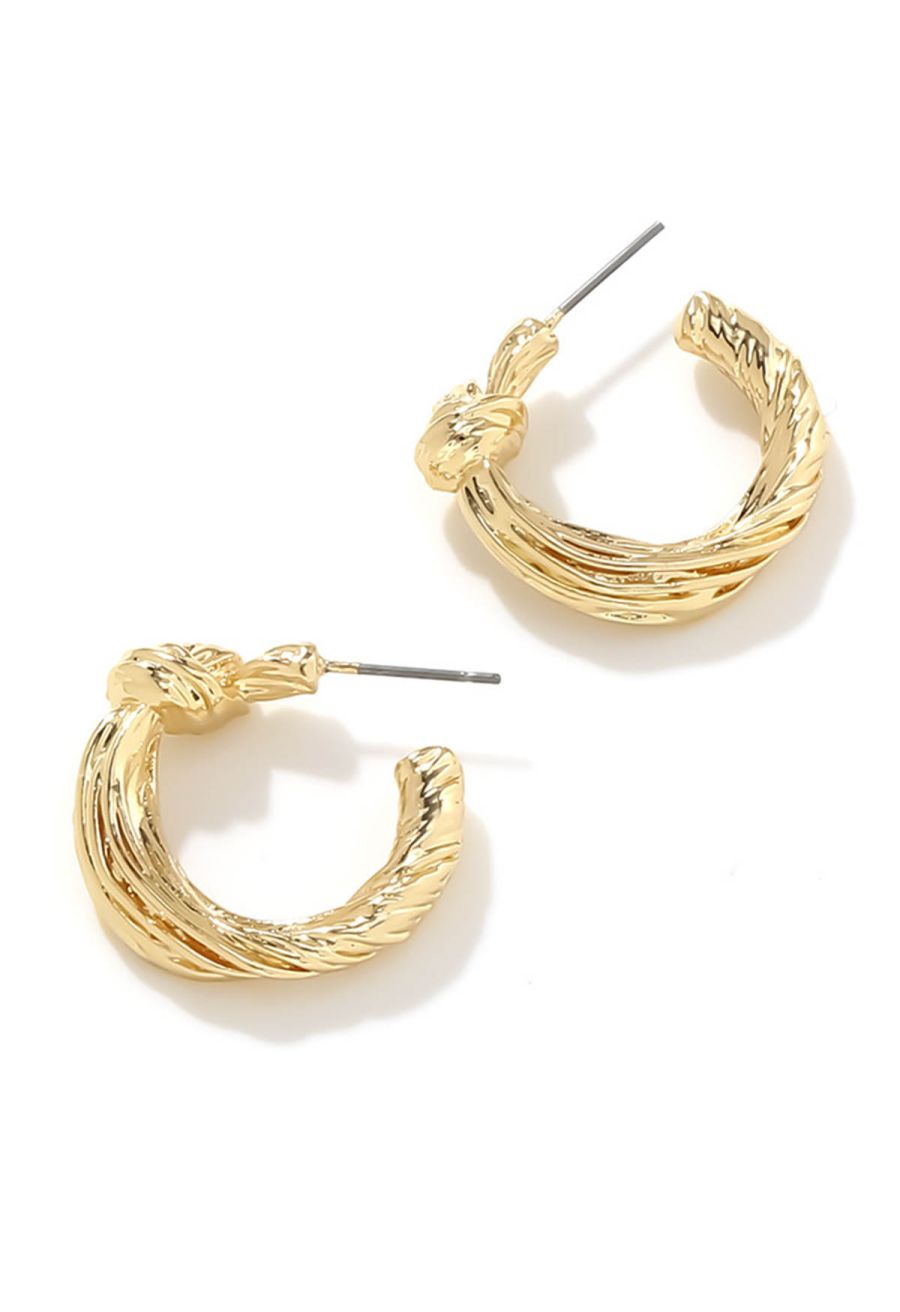 C-Shape Knot Vintage Earrings in Gold