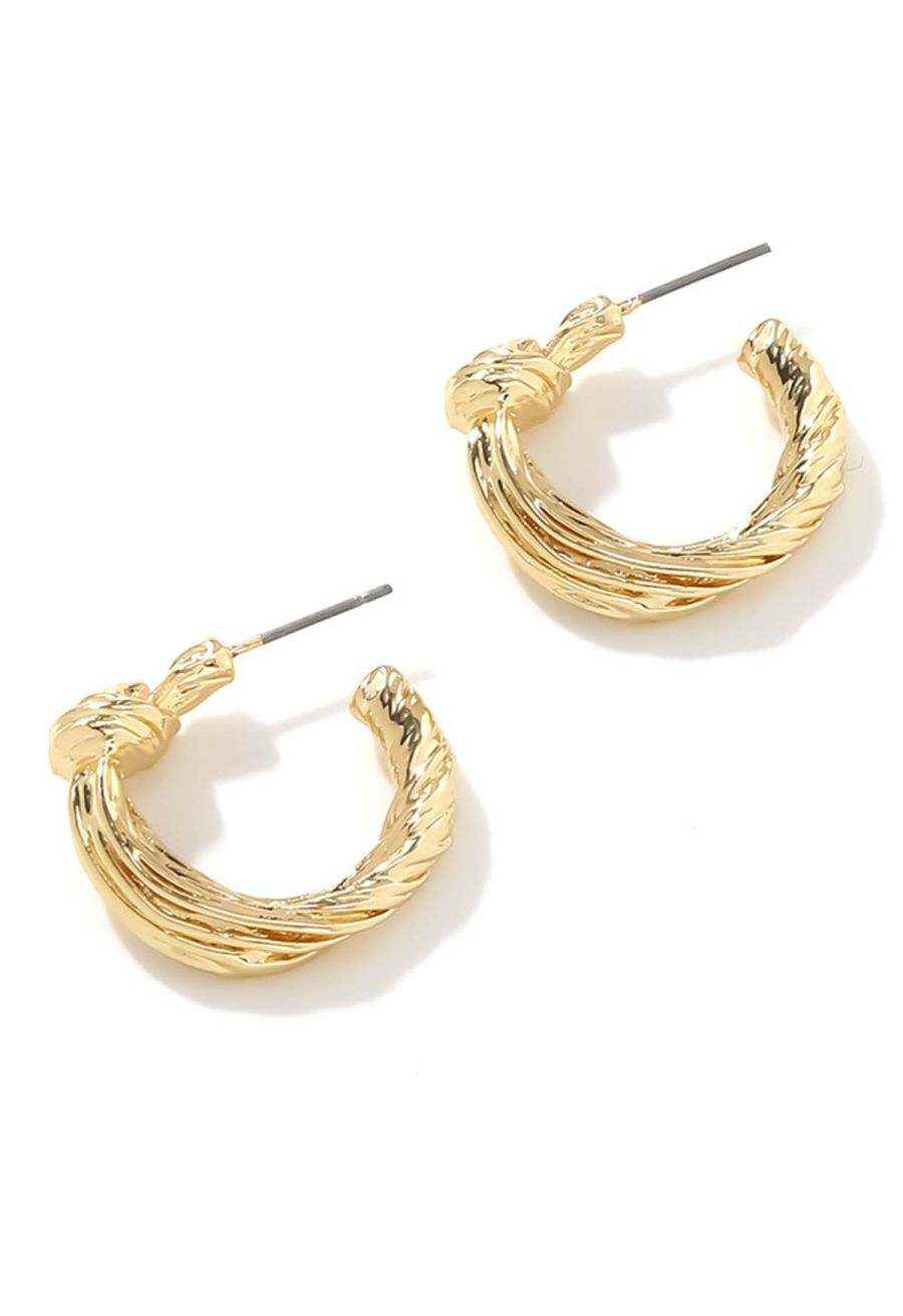 C-Shape Knot Vintage Earrings in Gold