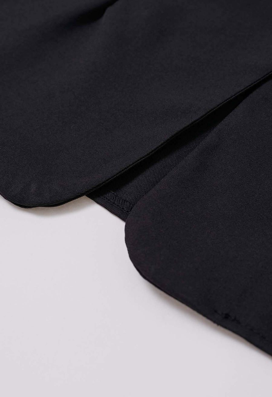 Golden Button Vest and Split Hem Pants Set in Black