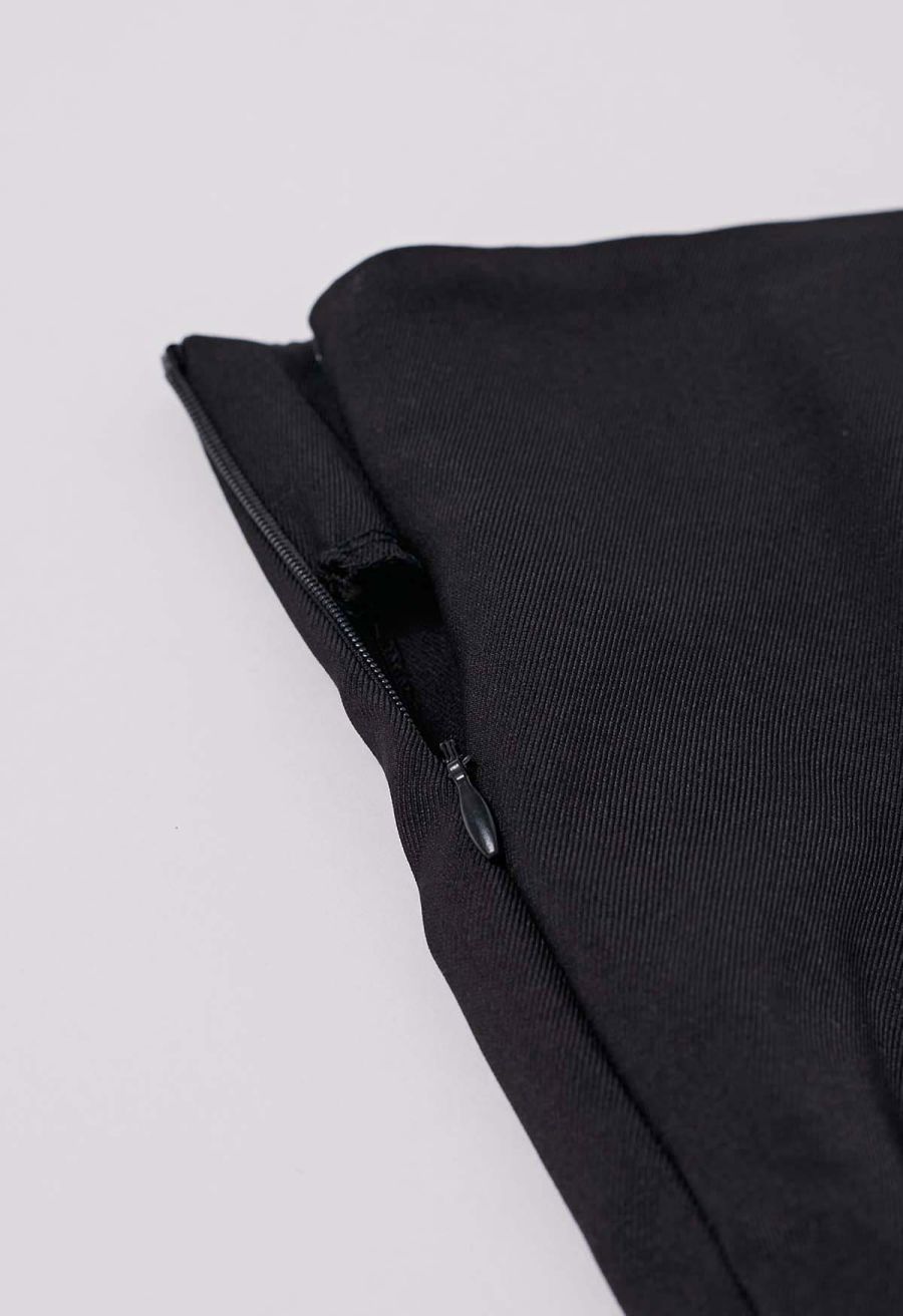 Golden Button Vest and Split Hem Pants Set in Black
