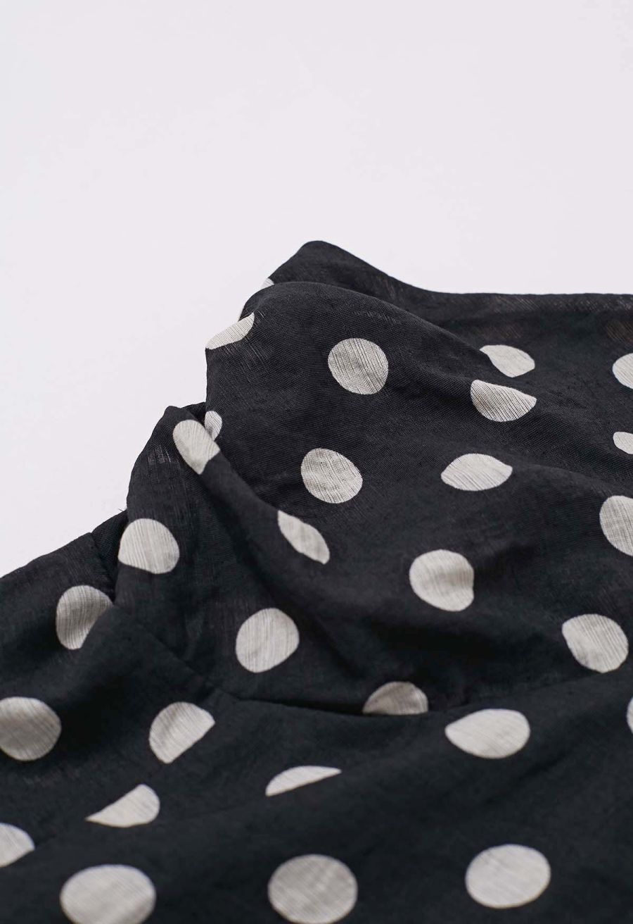 Crisscross Self-Tie Halter Neck Maxi Dress in Dots