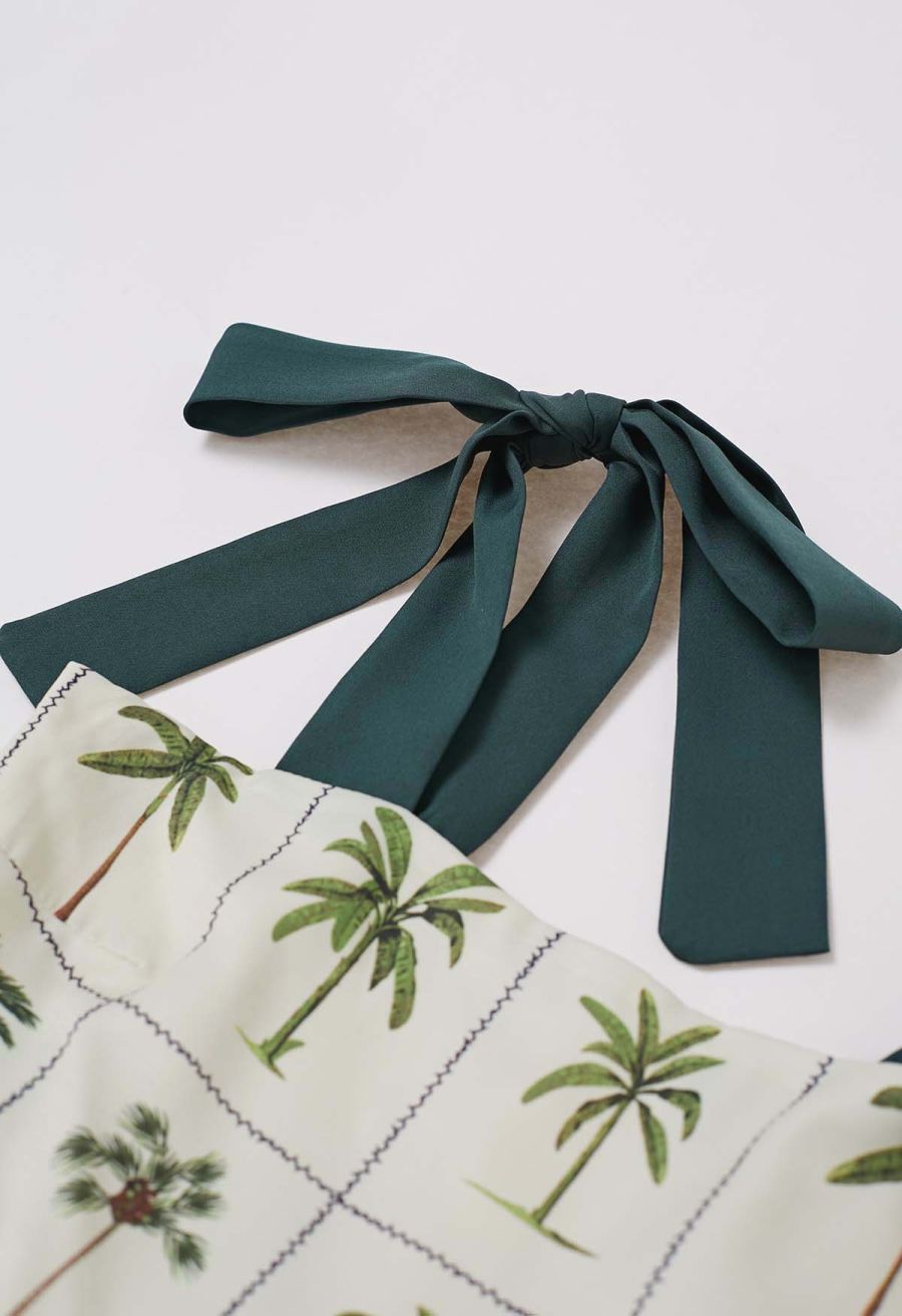 Tropical Tree Tie-Shoulder Cami Maxi Dress