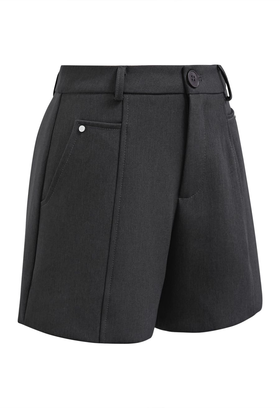 Seamed Front Side Pocket Shorts in Smoke