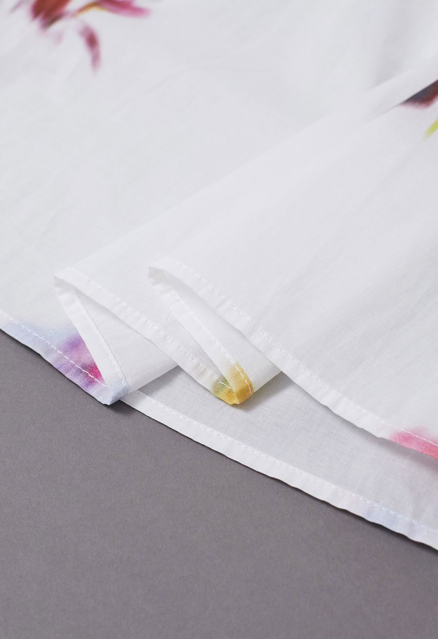 Watercolor Flower Tiered Cotton Maxi Skirt