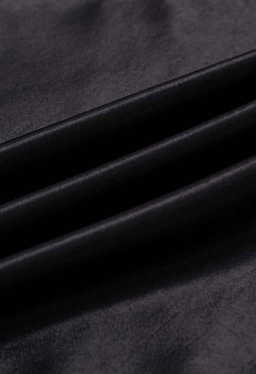 Sleek Satin High Waist A-Line Maxi Skirt in Black