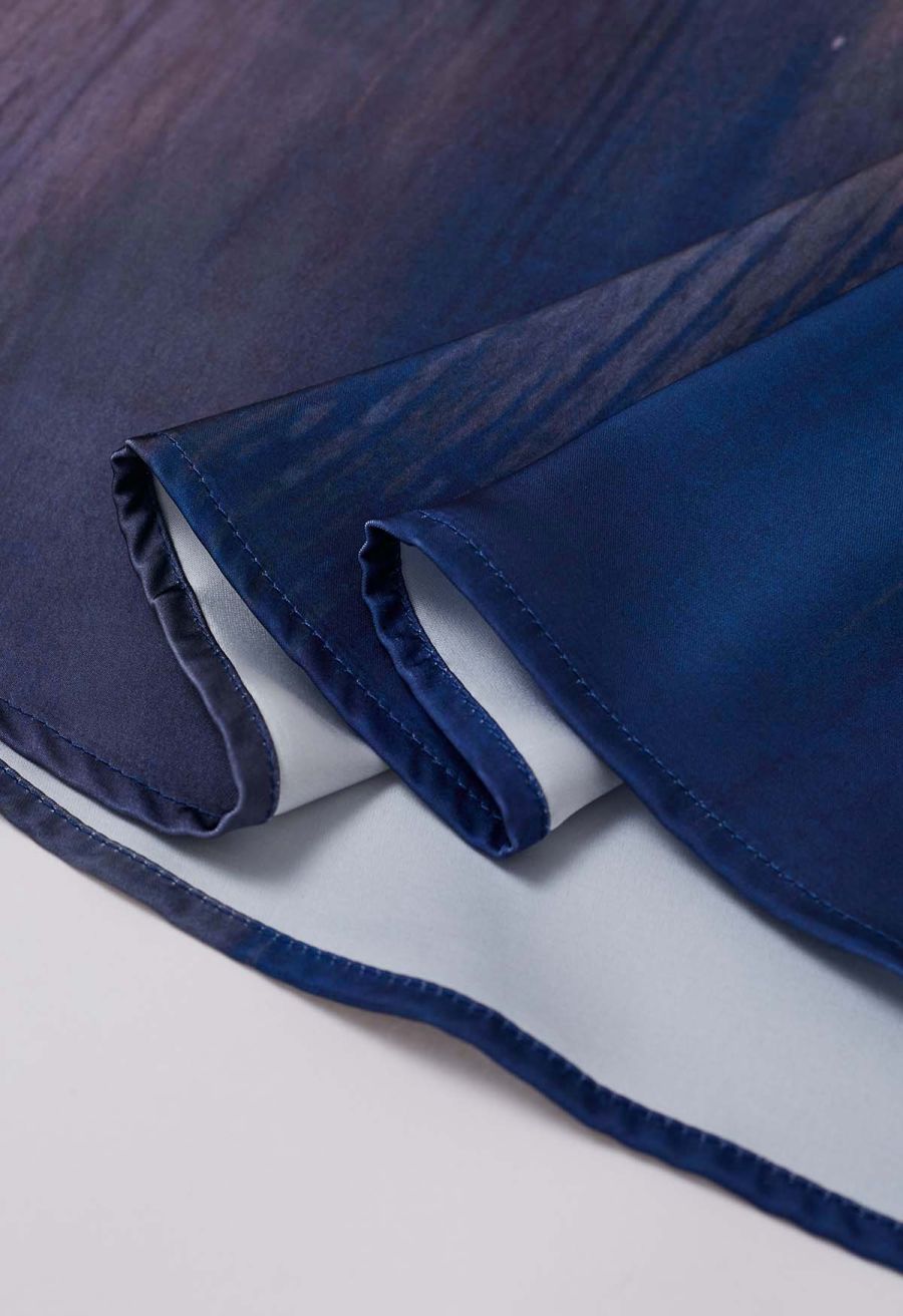 Ombre Dyeing Satin Flare Skirt