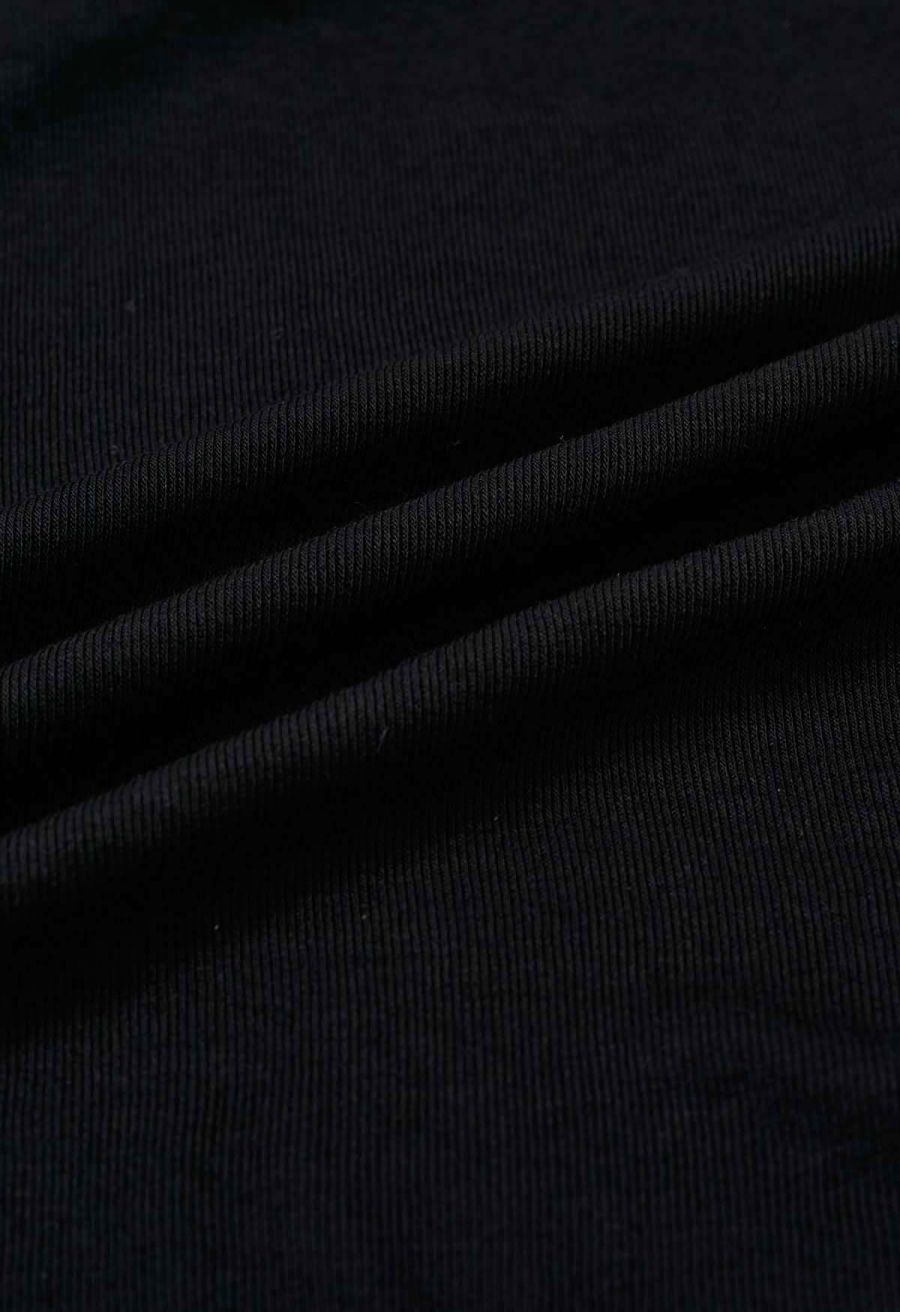 Ruched Faux-Wrap Sleeveless Top in Black