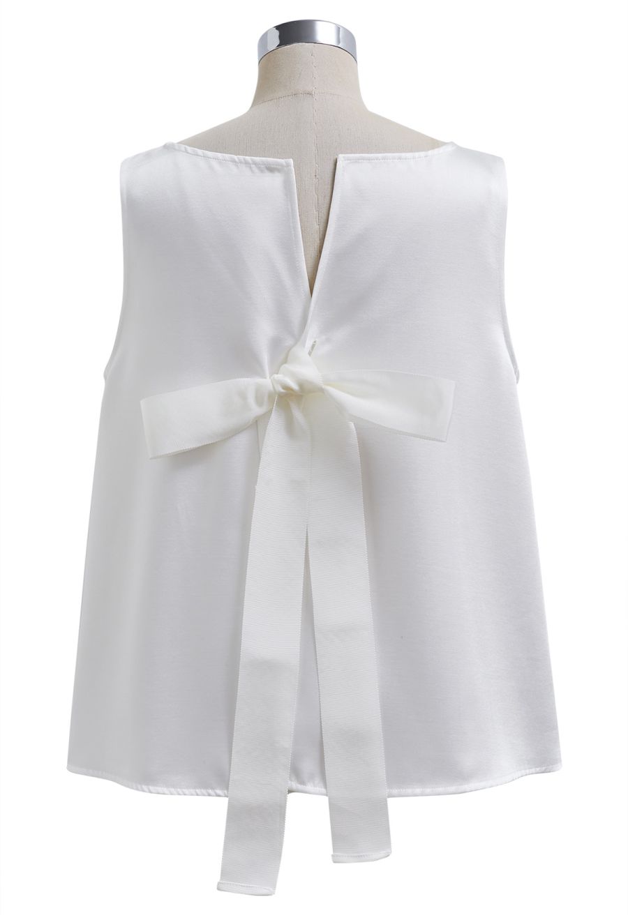 Reversible Bow-Tie Sleeveless Top in White