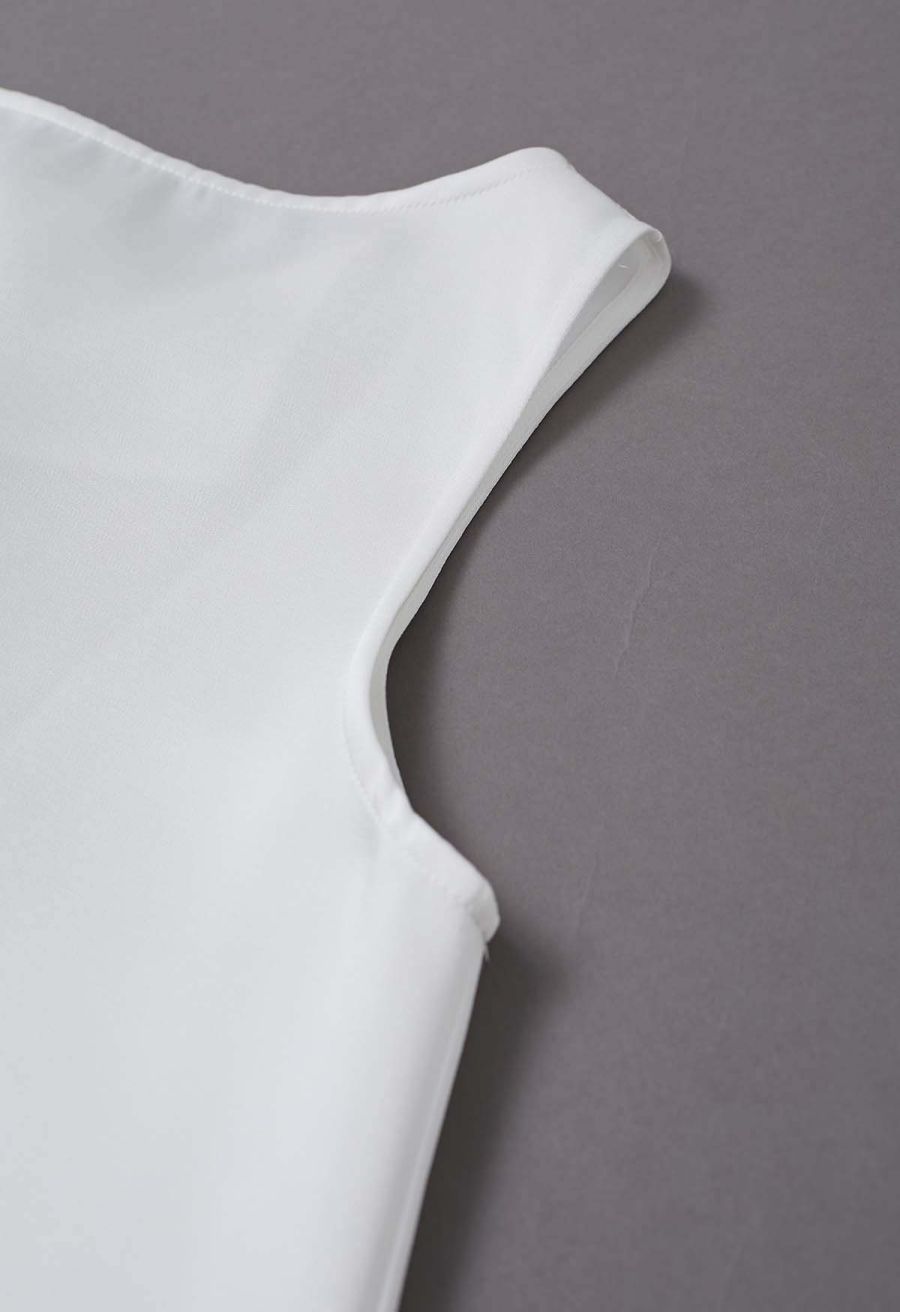Reversible Bow-Tie Sleeveless Top in White