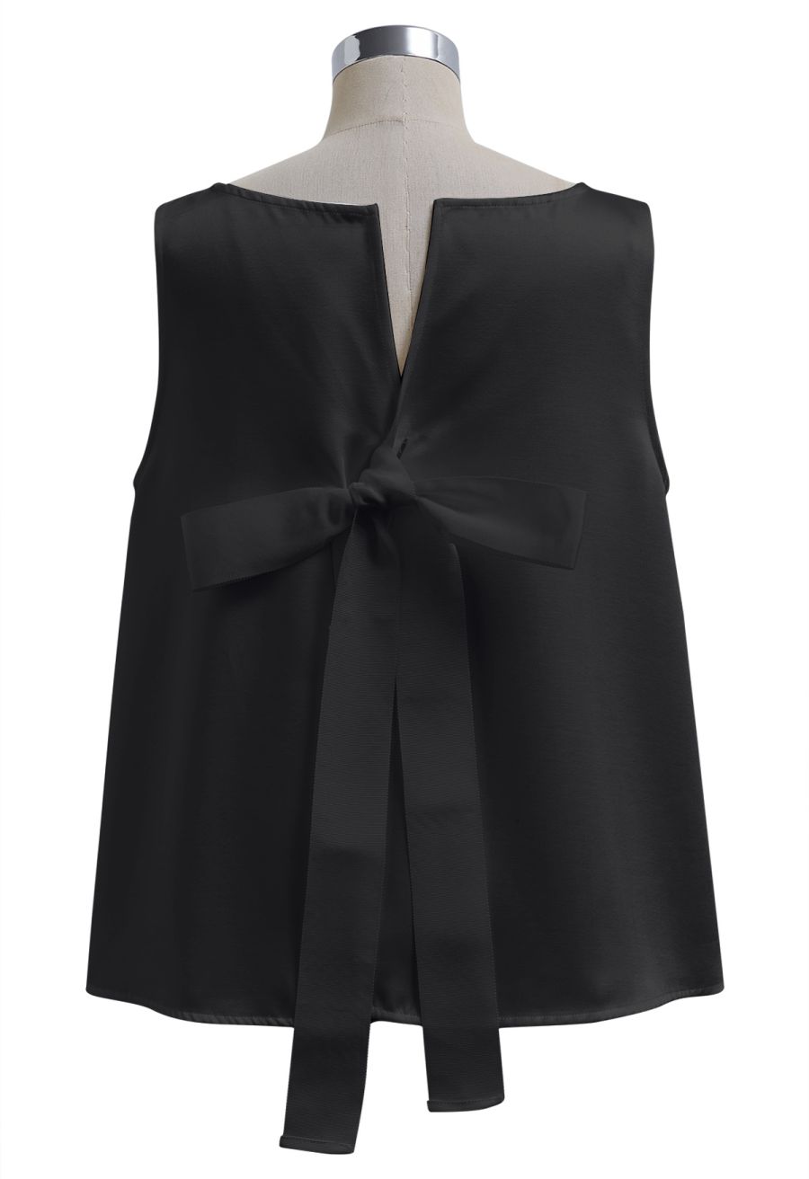 Reversible Bow-Tie Sleeveless Top in Black