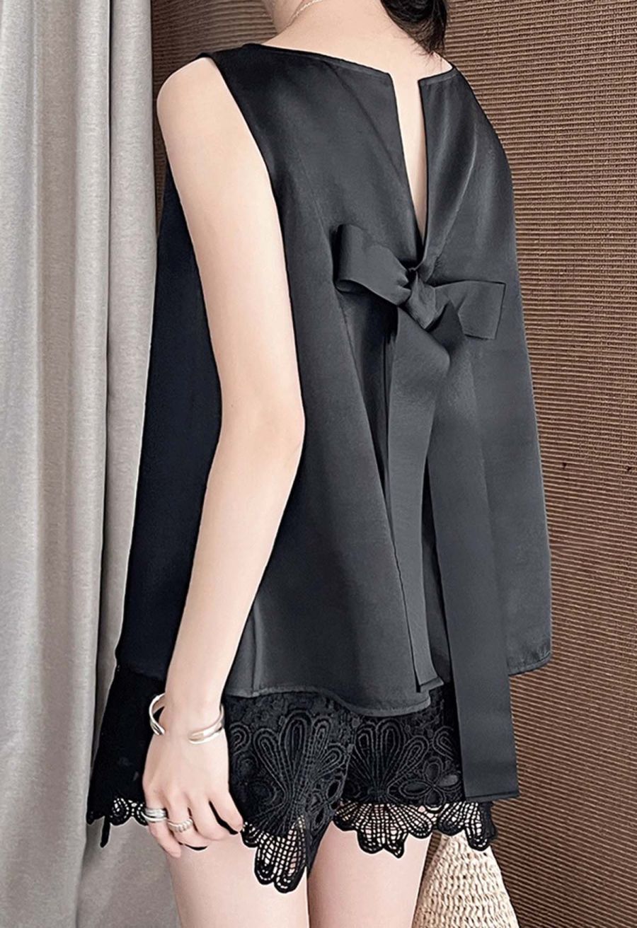 Reversible Bow-Tie Sleeveless Top in Black