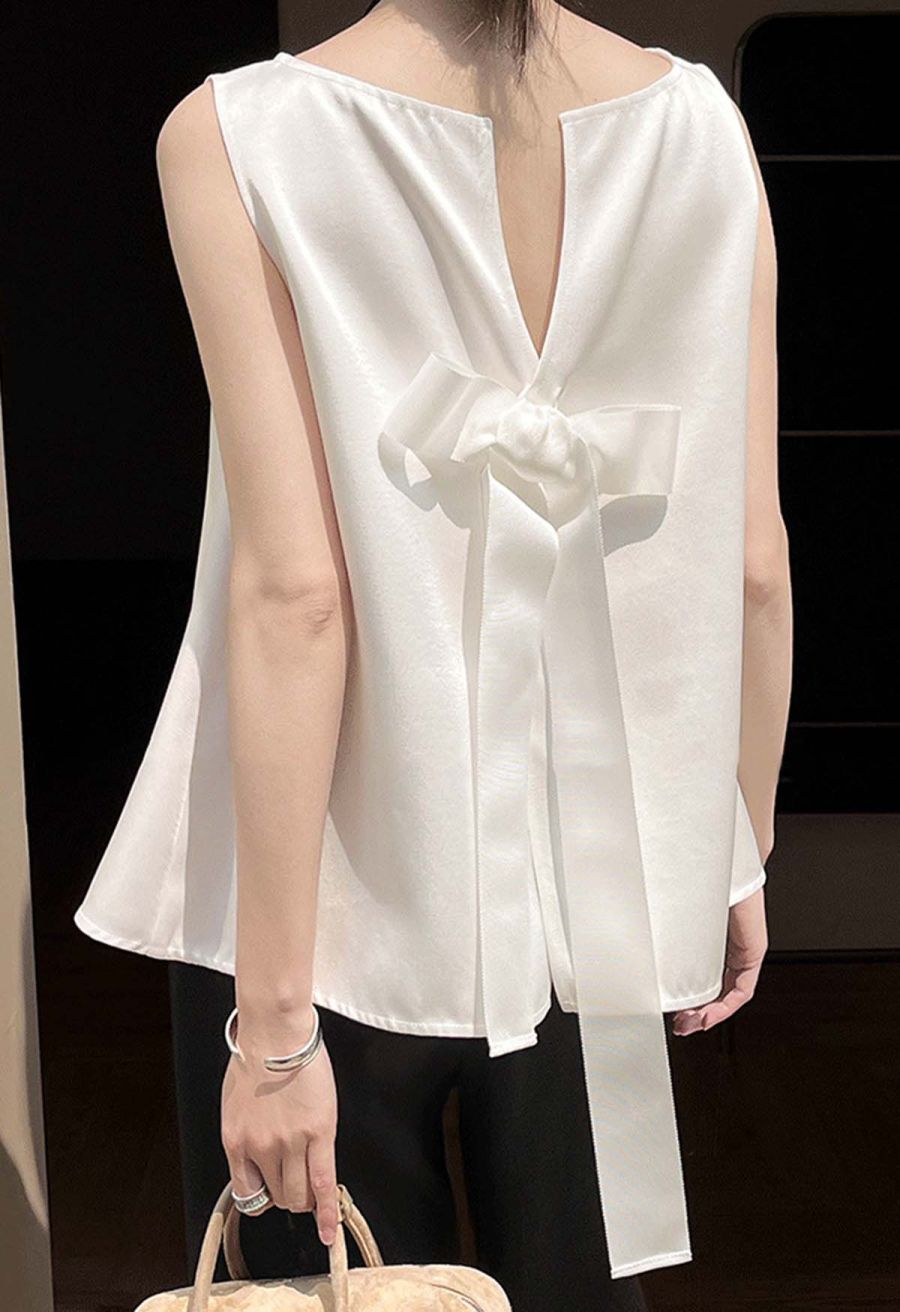 Reversible Bow-Tie Sleeveless Top in White