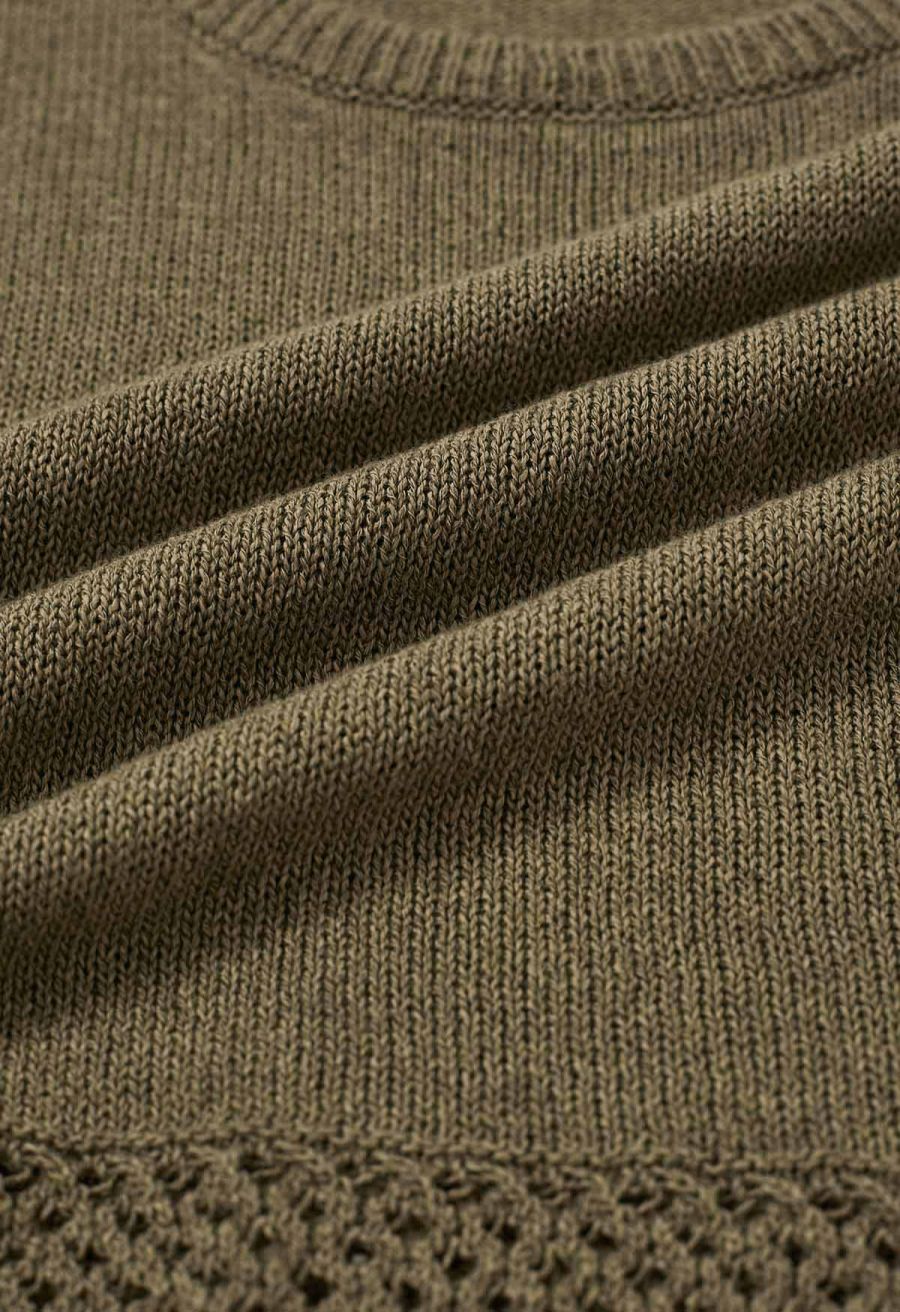 Crew Neck Sleeveless Cotton Crop Top in Olive