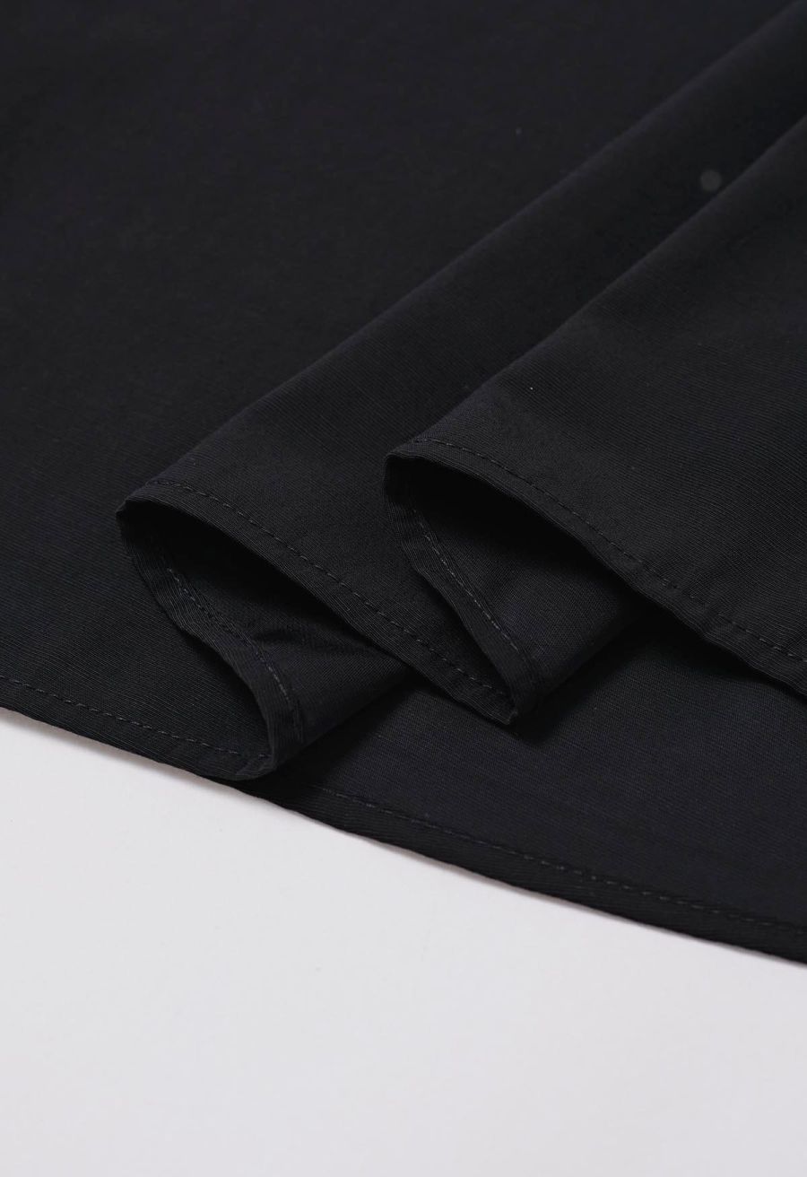 Knot Shoulder Longline Sleeveless Top in Black