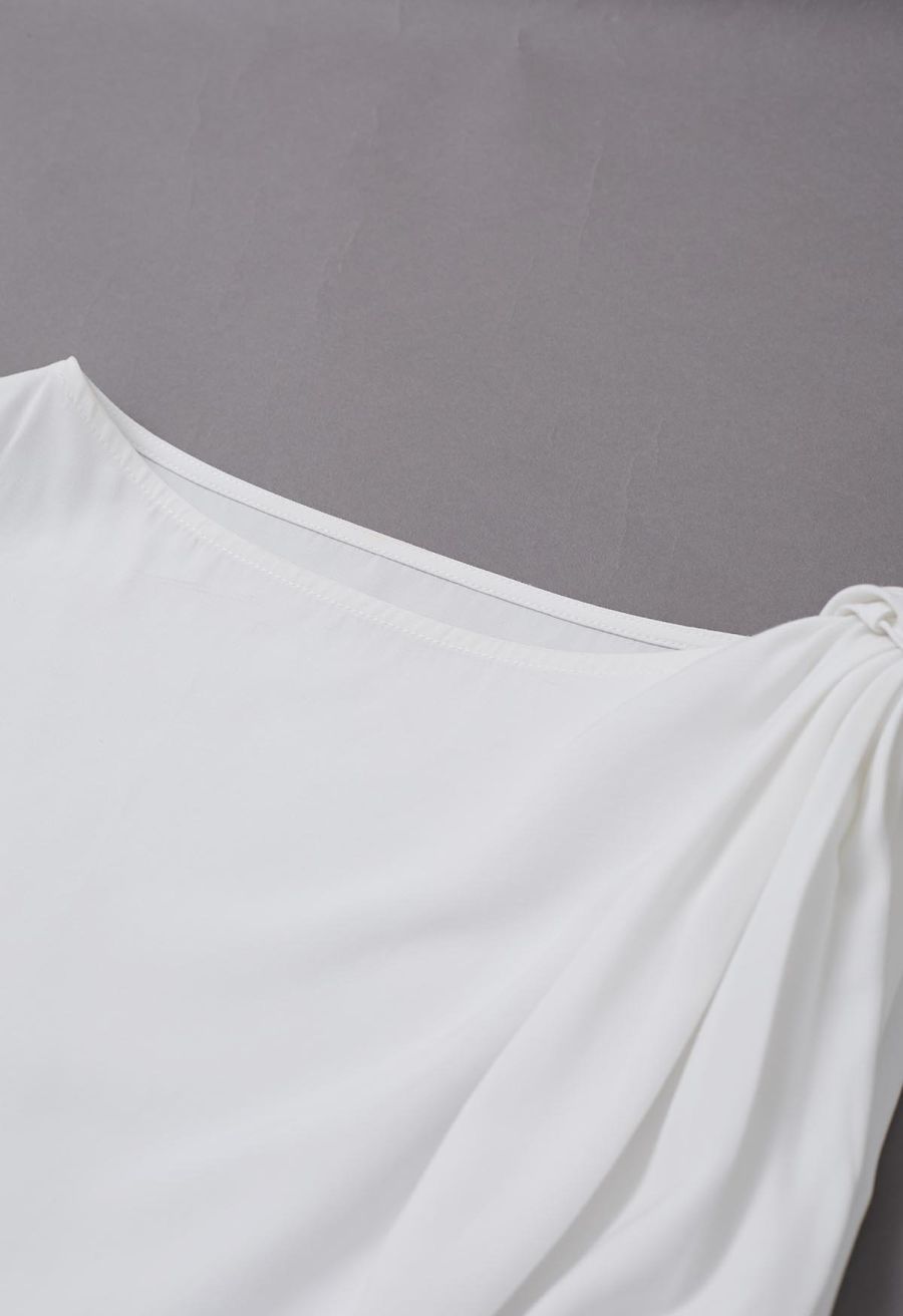 Knot Shoulder Longline Sleeveless Top in White