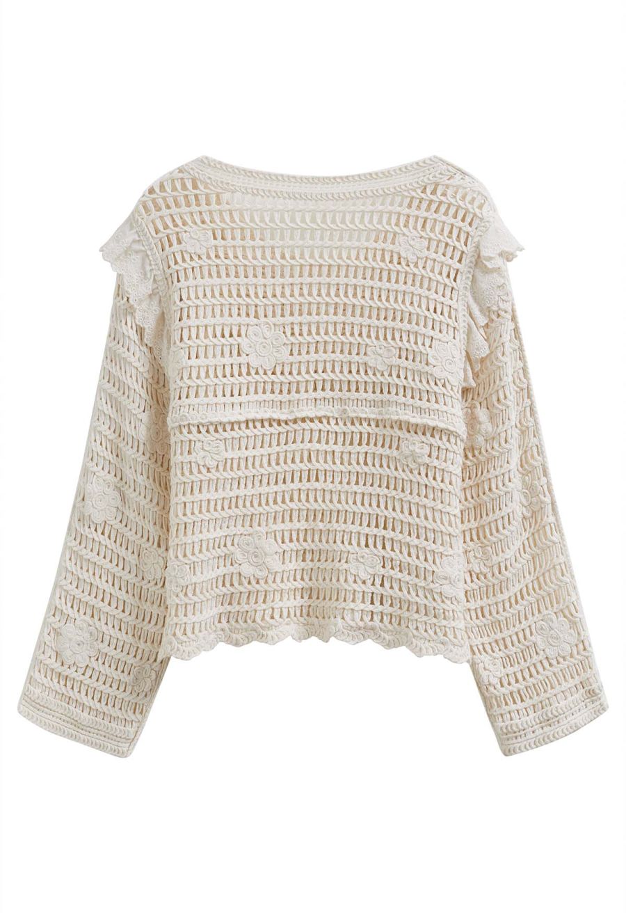 Butterfly Open-Knit Crochet Cotton Top