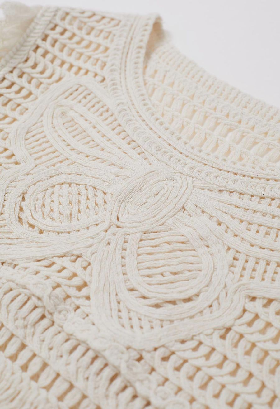 Butterfly Open-Knit Crochet Cotton Top