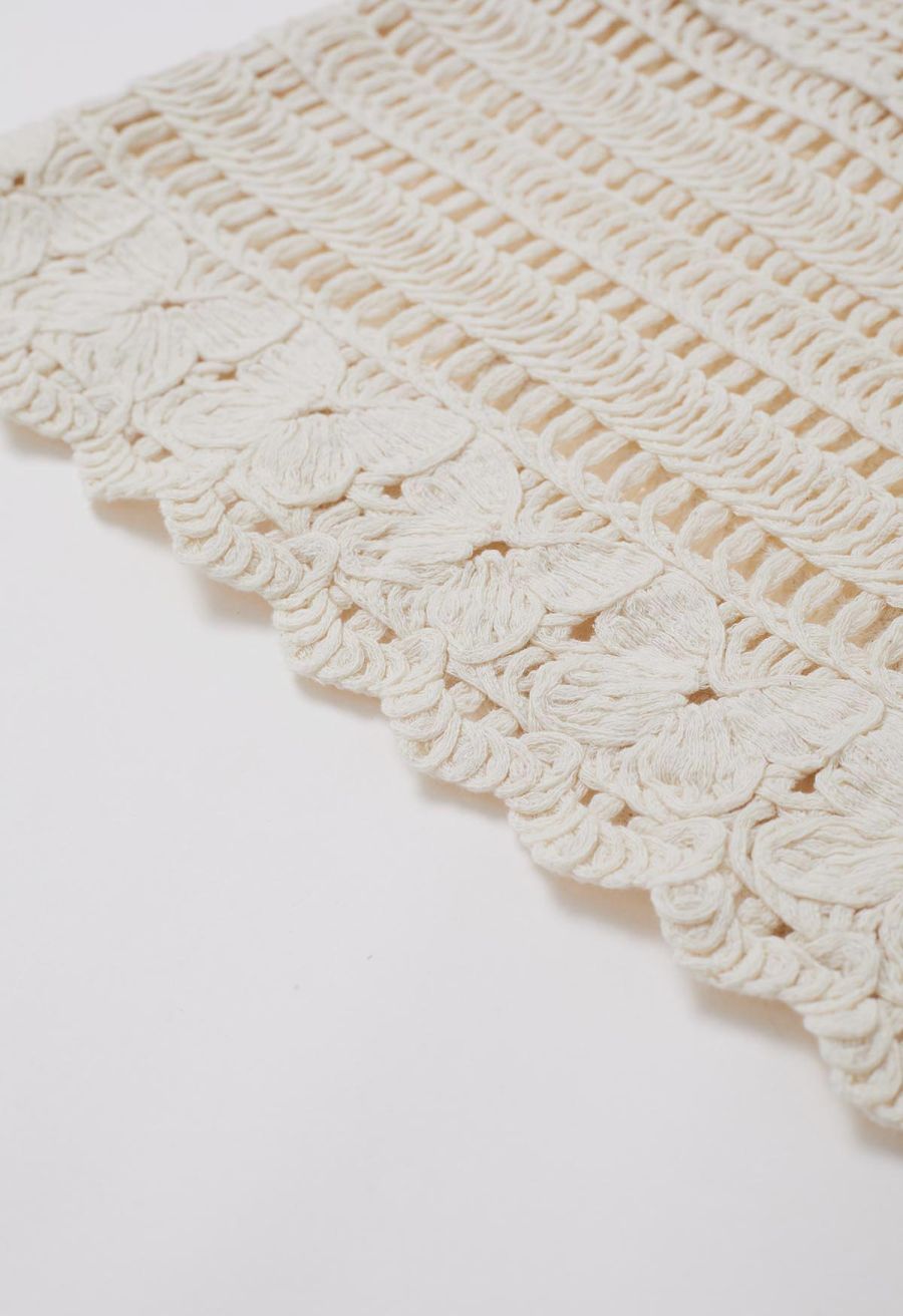 Butterfly Open-Knit Crochet Cotton Top