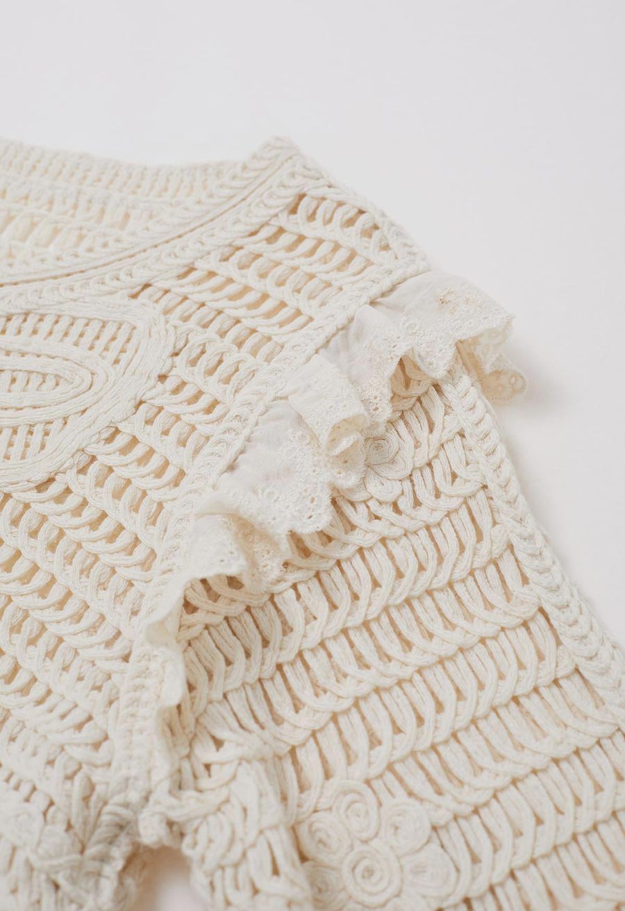 Butterfly Open-Knit Crochet Cotton Top