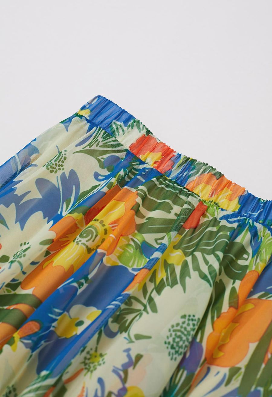 Jungle Blue Chiffon Maxi Skirt