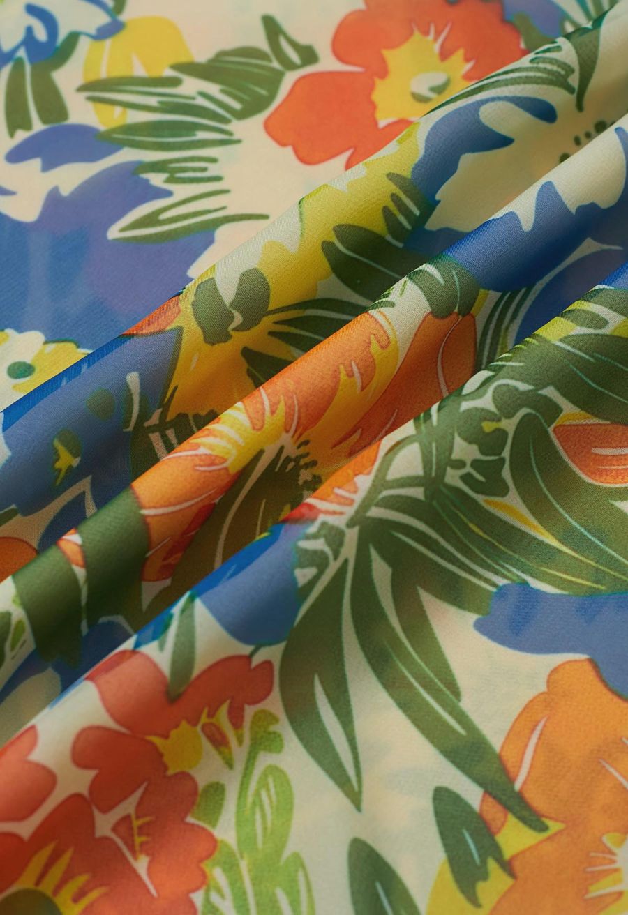 Jungle Blue Chiffon Maxi Skirt