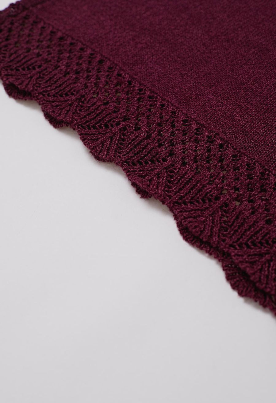 Crew Neck Sleeveless Cotton Crop Top in Berry