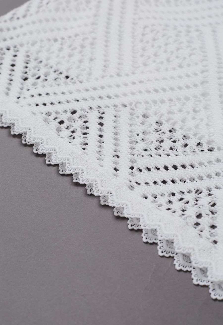 Deep V-Neck Eyelet Crochet Playsuit