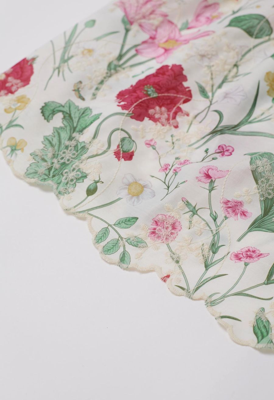 Ebullient Flower Embroidered Frilling Maxi Dress