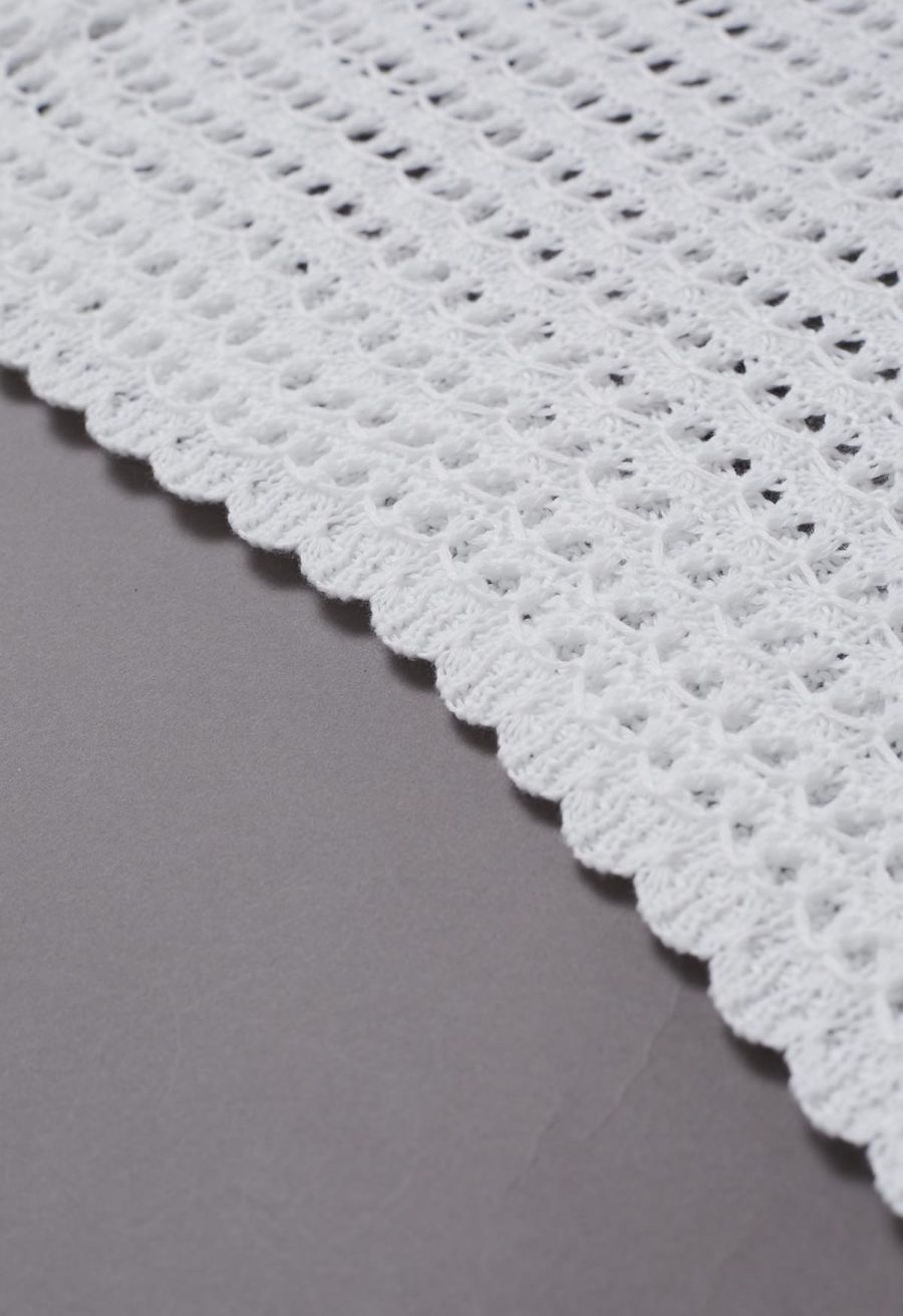 Tie-Knot Open-Knit Crochet Wrap Top and Maxi Skirt Set in White
