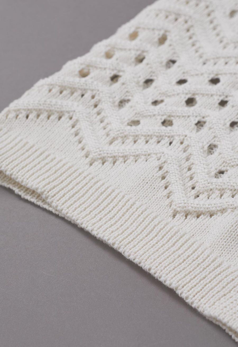 Wavy Open-Knit Crochet Top and Pants Set