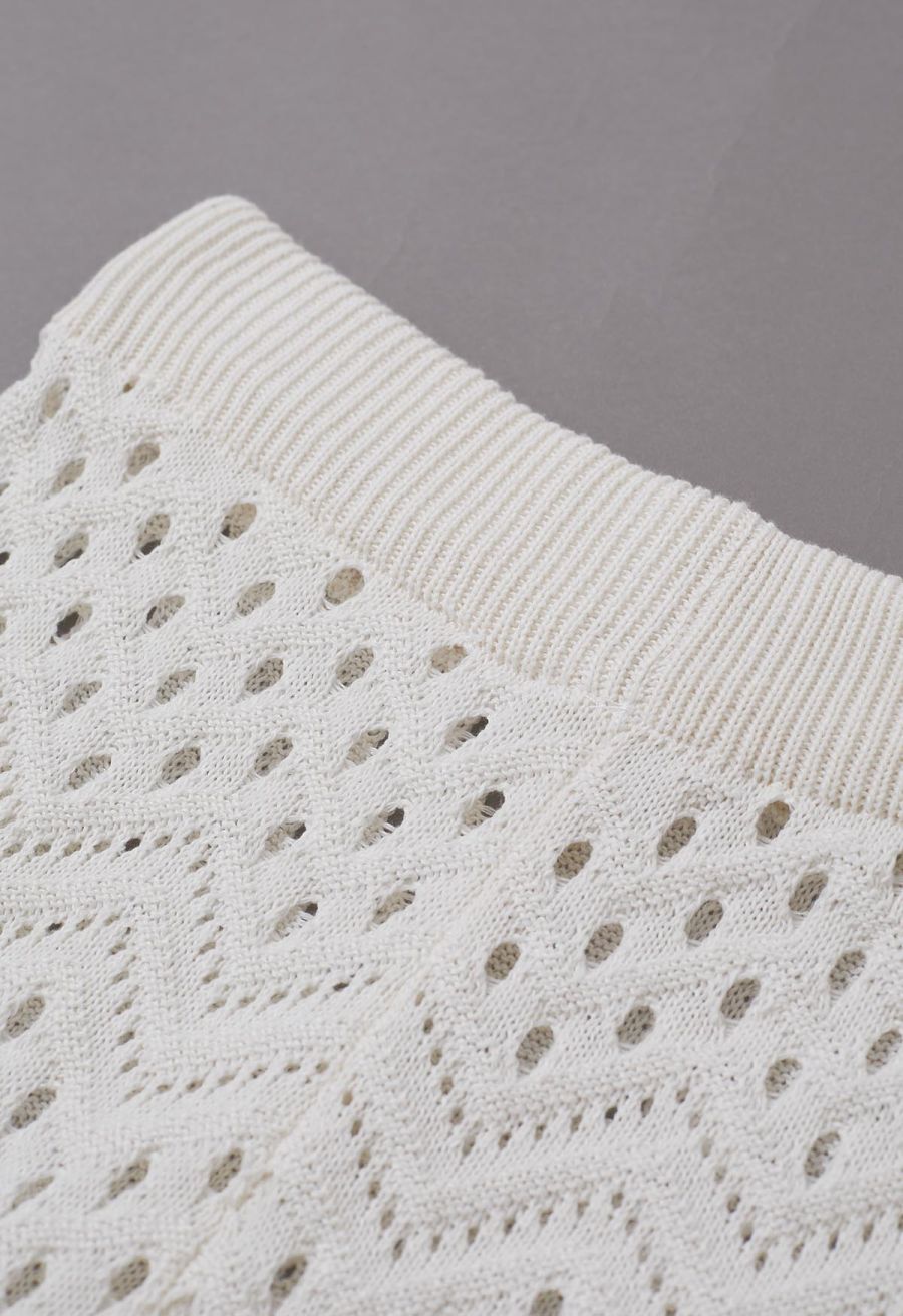 Wavy Open-Knit Crochet Top and Pants Set