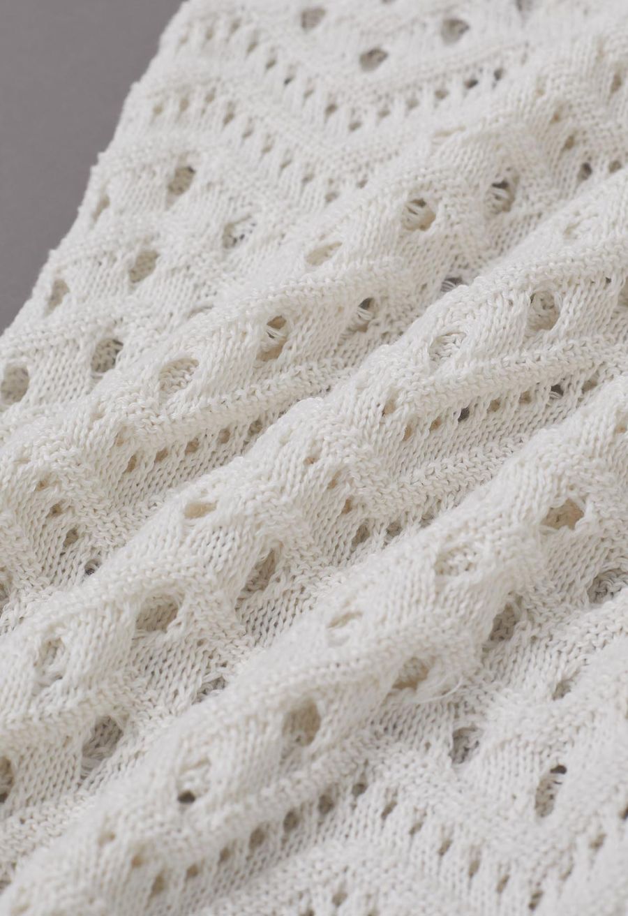 Wavy Open-Knit Crochet Top and Pants Set