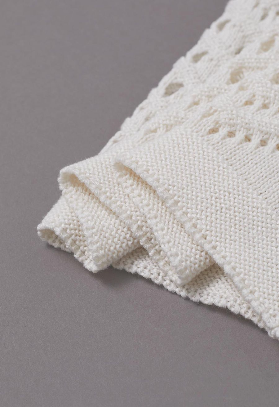 Wavy Open-Knit Crochet Top and Pants Set