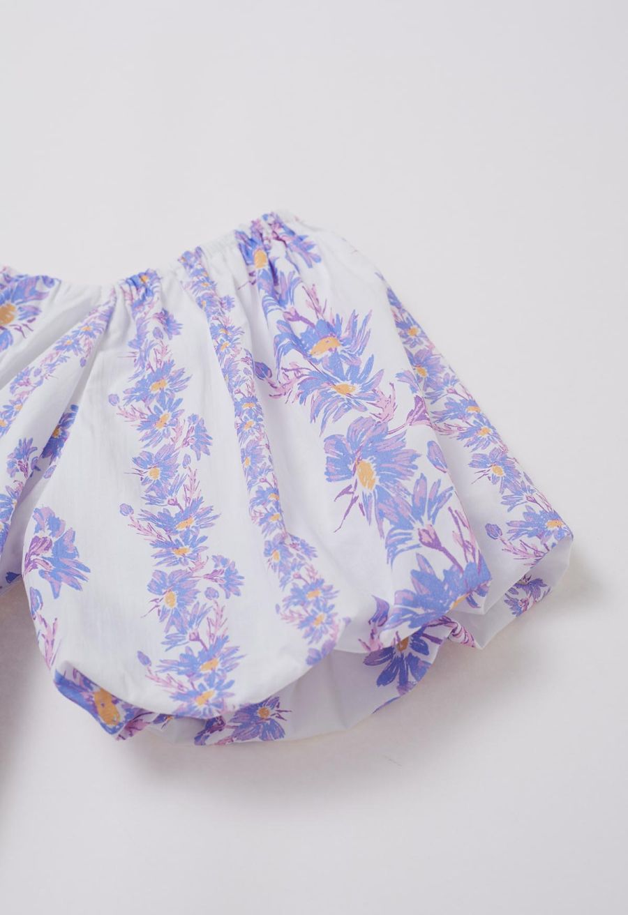 Lilac Daisy Printed Off-Shoulder Top and Mini Skirt Set