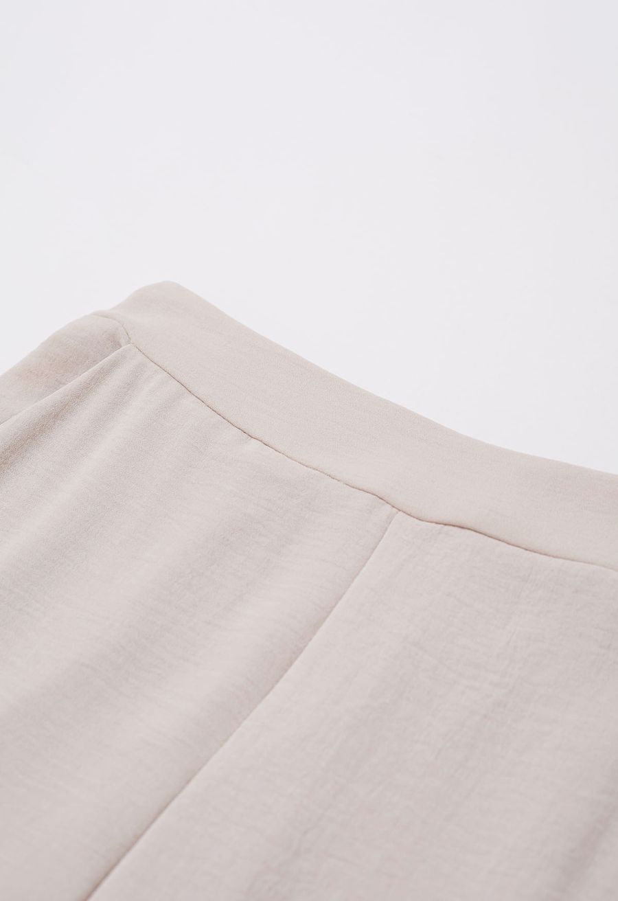 Tapework Lace Buttoned Sleeveless Top and Pants Set in Linen