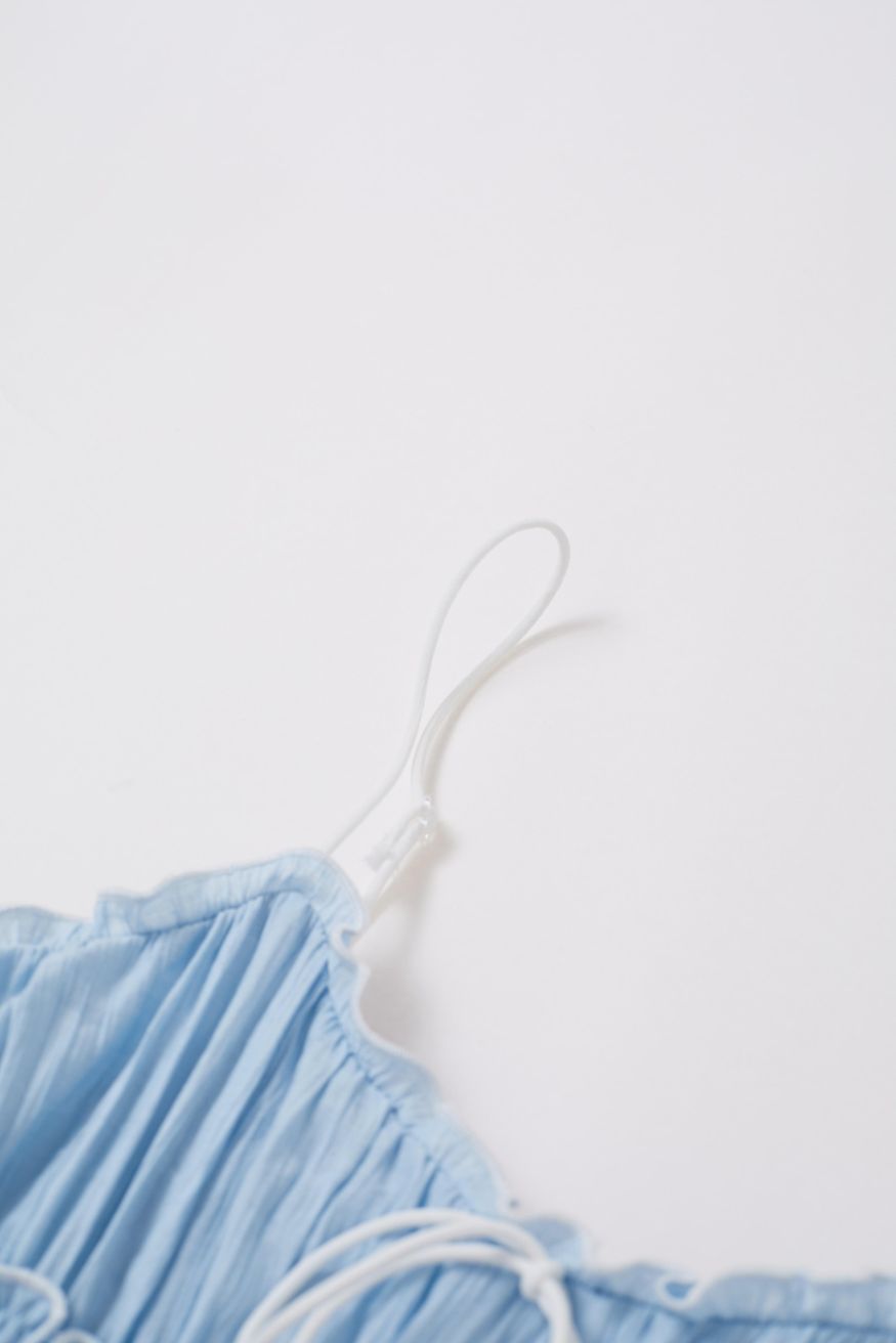Self-Tie Bowknot Ruffle Cami Midi Dress in Light Blue