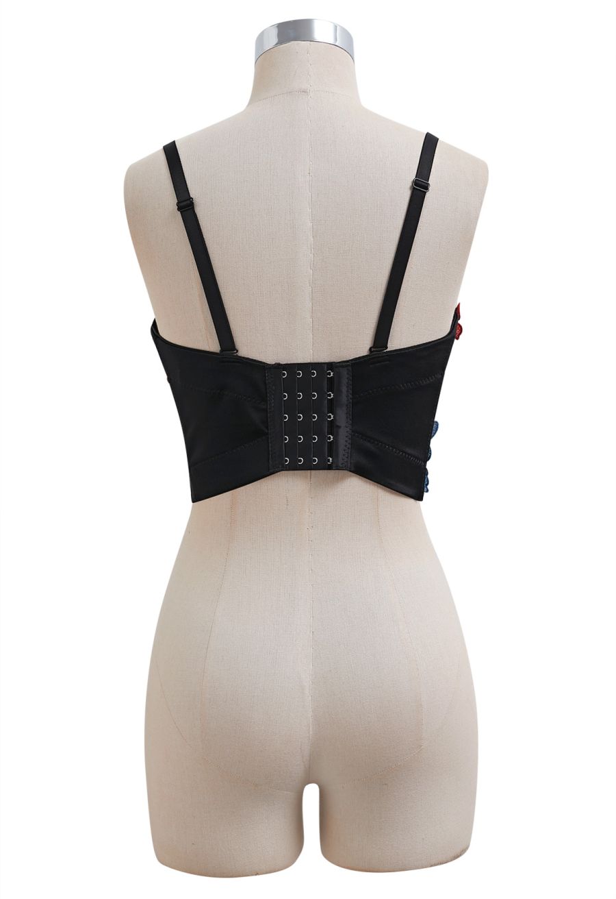Charming 3D Floral Applique Bra Top