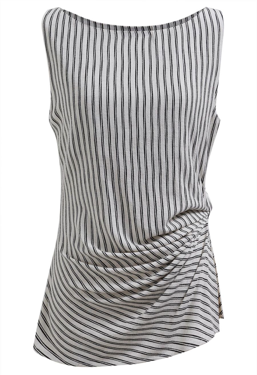 Side Knotted Stripe Sleeveless Top