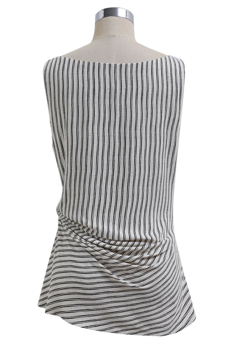 Side Knotted Stripe Sleeveless Top