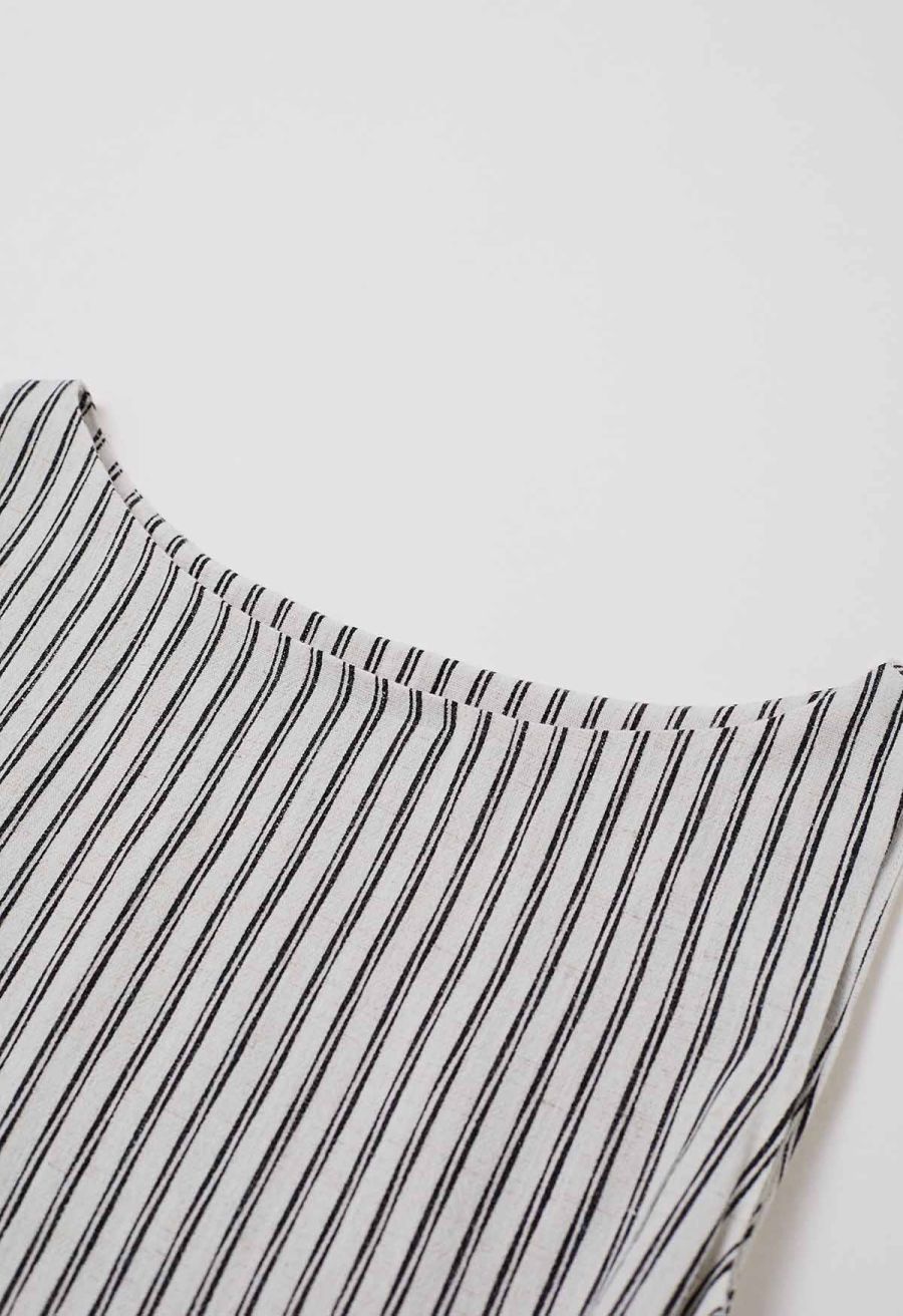 Side Knotted Stripe Sleeveless Top