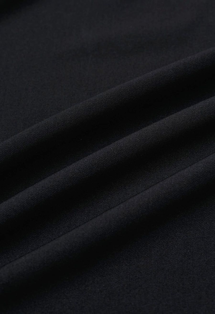 Folded Front Accent Wide-Leg Pants in Black