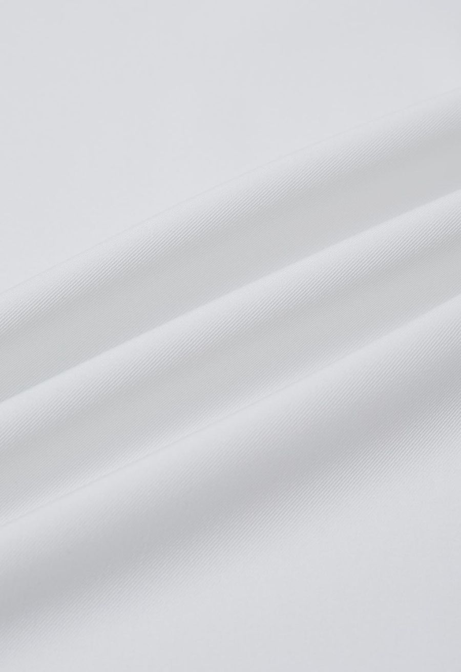 Folded Front Accent Wide-Leg Pants in White