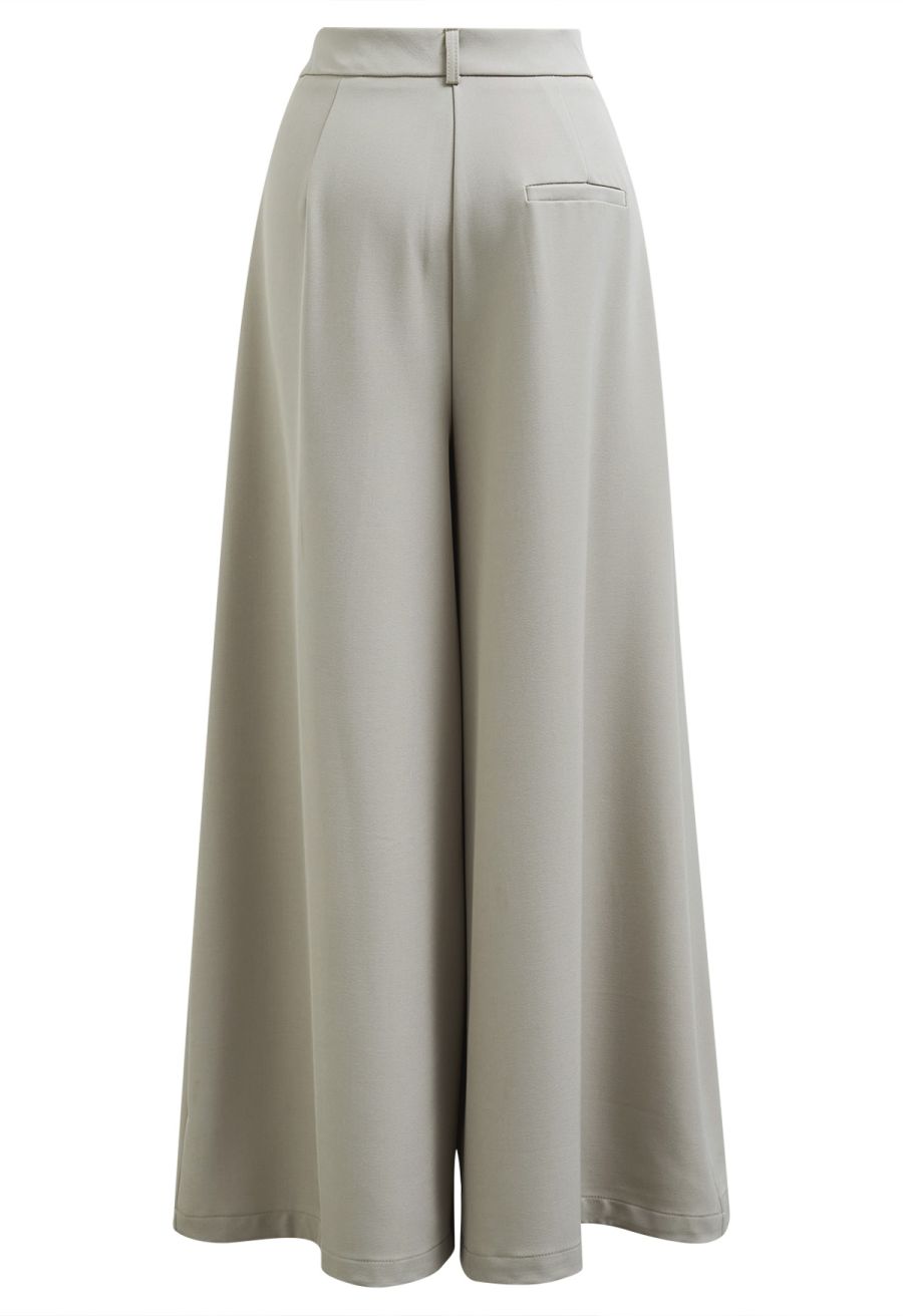 Folded Front Accent Wide-Leg Pants in Sage