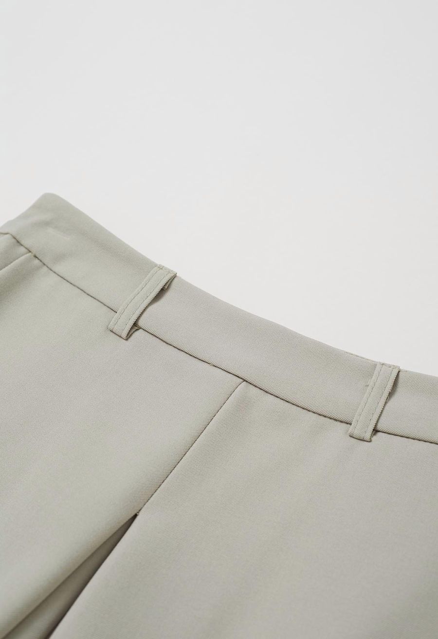 Folded Front Accent Wide-Leg Pants in Sage