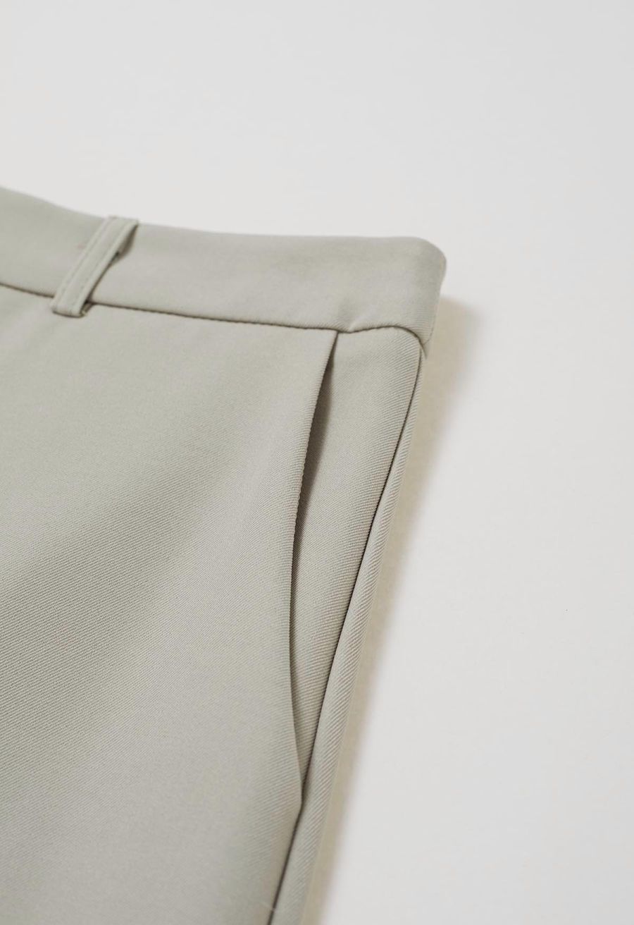 Folded Front Accent Wide-Leg Pants in Sage